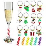 18 Pack Wine Glass Christmas Charms Rings