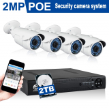 2MP POE Camera Security System set with 2TB hard drive