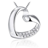 J.Rosée Necklaces Love Heart Necklace Pendant Necklace with 925 Sterling Silver 5A Cubic Zirconia Sprakling Love Best Gifts for Women with Gift Packed