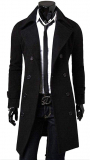 Acret Men Fashion Turn Down Collar Long Sleeve Button Pocket Coat Coats.