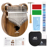 Aklot Kalimba 17 Keys Thumb Piano Solid Wood Marimbas Finger Piano Start Kits African Instrument for Kids Adult with Protective Case Tuning Hammer Study Booklet