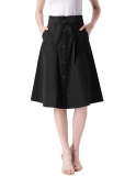 ANGGREK Womens A Line Dress Elastic High Waisted Button Front Midi Skirt Elegant Knee Length