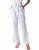 ANGGREK Womens Soft Linen Drawstring Pants Wide Leg Trousers Cotton Casual