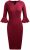 ANGGREK Women’s Vintage 3/4 Sleeve Bodycon Pencil Dress Work V-Neck Hips-Wrapped Party Cocktail Dress