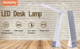 AVAWAY LED Lamp Dimmable Desk Light Portable Table Lamp 3 Lighting Level Touch Control USB Port 4W (Silber).