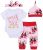 Baby Boys Girls Unisex Presents for Newborn Toddler Cute Printing Clothing Sets Clothes Tops + Pants + Hat + Headband Outfits Sets.