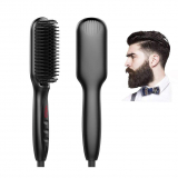 Beard Hair Straightener Brush, 60W Ionic Straightening Heat Comb, Hair Style Electric Hot Comb, Faster Heating MCH Ceramic System, Auto Temperature/Lock for Salon, Home and Travel