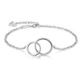 Blingfox 925 Sterling Silver Two Interlocking Infinity Circles Bracelet for Sister Friend Mother