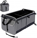 Car Boot Organiser HiHiLL Car Organiser with Tie Down Straps, Foldable Trunk Storage Box, Waterproof and Non-Slip Bottom Bases to Prevent Sliding, Shopping Travel Holder for Car, Truck, SUV and Indoor.