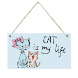 Craft Wooden Sign Cute Cat Tag Home Decoration