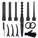 Curling Tong 6 in 1 Professional Curling Iron Set with Interchangeable PTC Ceramic Tourmaline Barrels 80°C-230°C Temperature Control Hair Curler Dual Votage.