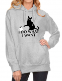 Dresswel Women I Do What I Want Cat Hoodie Fleece Hooded Sweatshirt Pullover Tops Jumper with Pocket