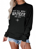 Dresswel Women Not All Who Wander are Lost Sweatshirt Pullover Long Sleeve Tops Jumpers Blouse Shirt