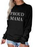 Dresswel Women Proud Mama Sweatshirt Crew Neck Long Sleeve Tops Pullover Oversized Jumper Sweater.