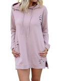 Dresswel Women Ripped Hoodie Dress