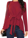 Dresswel Women Tie Waist Peplum Tops