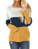 Dresswel Womens Color Block Sweatshirts Tunic Pullover Crew Neck Long Sleeve Tops Jumpers Blouse.