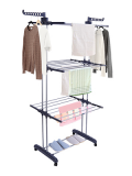 Dryer Rack with Wheels 3 Tier Foldable Laundry Drying Clothes Rack Outdoor Indoor Airer, Heavy Duty Clothing Horse Free Standing Folding Clothes Hanger Large Drying Rack for Clothes, 170 x 76 x 50cm