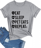 Eat Sleep Pet Cats Repeat Funny T-Shirt