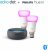 Echo Dot (3rd Gen), Charcoal Fabric + Philips Hue White & Colour Ambiance Smart Bulb Twin Pack LED (B22) | Bluetooth & ZigBee compatible (no hub required)