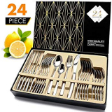 Elegant Life Silver 24-Piece Stainless Steel Silverware Sets with Gift Box Service for 6