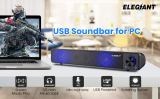 ELEGIANT PC Speaker, SR200 Wired Computer Speakers Portable Home Theater Stereo Soundbar Speaker USB Soundbar with One-button Control for PC Desktop Laptop Tablet Smartphones MP4 MP3.