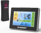 ELEGIANT Wireless Weather Station, Digital Thermometer Hygrometer Indoor Outdoor Temperature Humidity with Large LCD Screen, Outdoor Sensor, Weather Forecast, Alarm Clock for Home Office