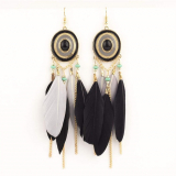 Feather Long Tassel Drop Earrings