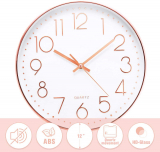 Jeteven 12” Modern Wall Clock Silent Non-ticking Wall Clock for Living Room Bedroom