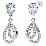 J.Rosée Hoop Earrings, 925 Sterling Silver High Polished Earrings, with Cubic Zirconia Small Hinged for Women Girls