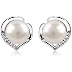 J.Rosée Pearl Stud Earrings 925 Sterling Silver Freshwater Cultured Pearl 5A Cubic Zirconia Earrings for Women Girl