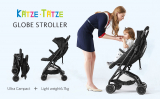 Katze-Tatze Stroller Pushchair Lightweight Stroller,Joie Strolle Travel Parm One Step Design for Opening and Folding,Height Adjustable Push Handle,from Birth to 25 kg, Six Wheel,Black