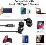 Lecone USB Type C Earbud Headphones Earphone with Mic Remote Control for Google Pixel 3/2/XL, New iPad Pro/MacBook/Pro/Air, Xperia XA2/XZ2, HTC U12/U11, OnePlus 6/6T/5/5T, LG V40/V30, Essential.