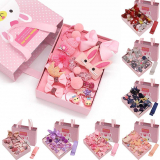 Meihet 18Pcs Girls Bow Hair Clips Set Cartoon Rubber Hair Ring Band Hair Accessories Headbands