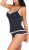 Pasithea Women Sleepwear Short Lace Pajama Set Cami Night Sets Sexy Nightwear Navy Blue XXL