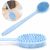 Silicone Body Brush Bath Shower Cleaning Scrubber with Ultra-soft Bristles and Long Handle, BLUE