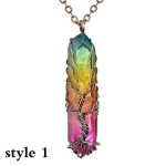 Sioneit Women New Natural Crystal Hexagon Column Pendant Necklace Belts