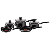 Tefal 5 Piece, Essential, Pots and Pans Set, Black, Aluminium, Non Stick