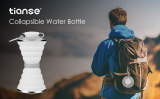 TIANSE Collapsible Water Bottle 500ml,BPA Free Silicone,Foldable Sports & Outdoor Water Bottles,Leak Proof Portable Travel Water Bottle for Camping/Outdoor/Hiking/Cycling,17oz,White.