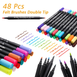 Watercolour Brush Pen Set, LIUMY Dual-Tipped Brush Pens with Soft Brush Tip & Fine Tip, 48 Colours Art Markers Pen kit for Children, Painting, Colouring Books, Manga, Calligraphy, Sketching