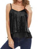 Women V Neck Sequin Vest Top