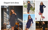 Women’s Long Sleeve Knit Dress Elegant Bodycon Dresses Round Neck Basic Casual Mini Dress