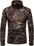 XingYue Direct Sexy Mens Undershirts Leopard Print Long Sleeve High Collar Slim Male Undershirt Bottoming Shirt Men Wear.