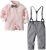 Yonimu Long Sleeve Shirt with Bow Tie + Suspender Pants for Baby Boy Kids Infant