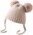 ZoneYan Baby Boys Girls Winter Warm Hat, Crochet Hairball Beanie Cap 0-3 Years Old, Winter Beanie Hat Knitted with Double Faux Fur Pom Pom Beige